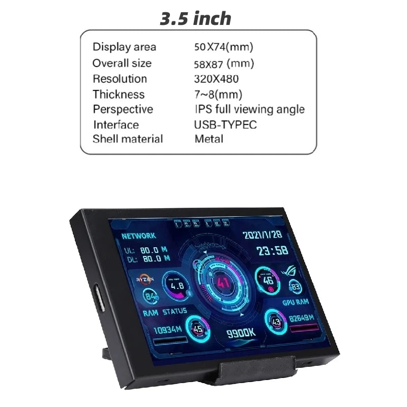 Monitor Secundario LCD Tipo C CPU/GPU/RAM/HDD - Nitroxx Games | De tudo para games e acessórios 